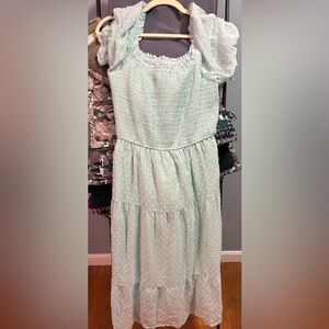 Strapless Light Green Smocked Dress